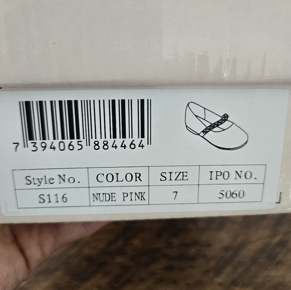 Tip Top Kids Nude Pink Mary Jane's with Pearl and Rhinestone Strap. Style S116. - Picture 6 of 6